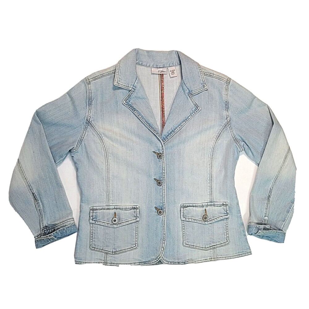 Chico’s Platinum Light Blue Denim Jacket Chico’s Size 1/Standard Size 8 Medium